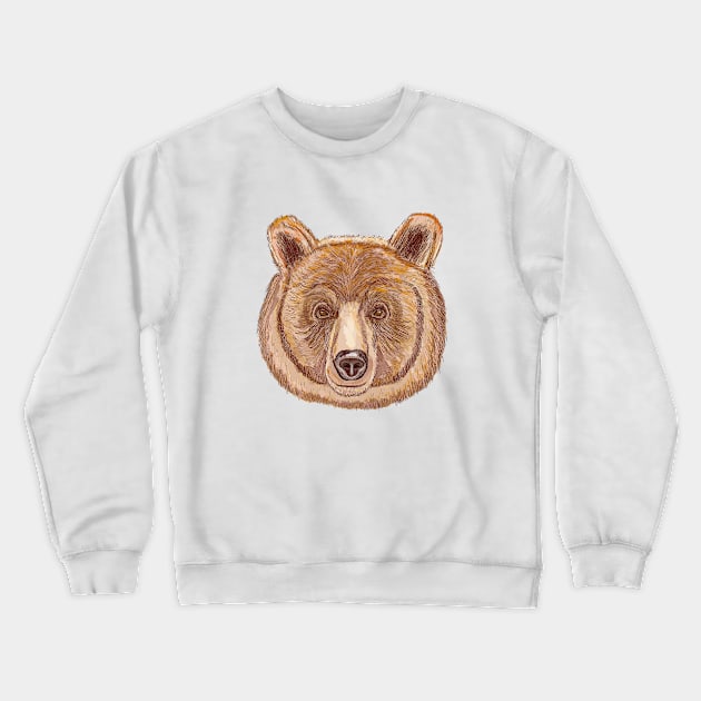 Brown Bear Stare Crewneck Sweatshirt by chrissyloo